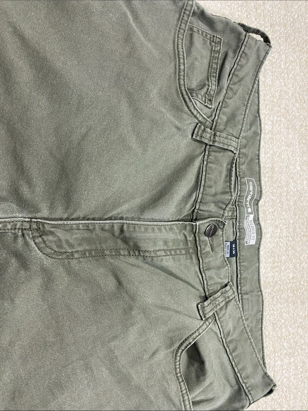Carhartt Men's Olive Green Straight Fit Work Pants Size 36/34 straight cut relax